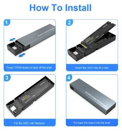 Leitor de discos M.2 SSD dual NVMe e NGFF, USB 3.1 GEN2 -portes grátis