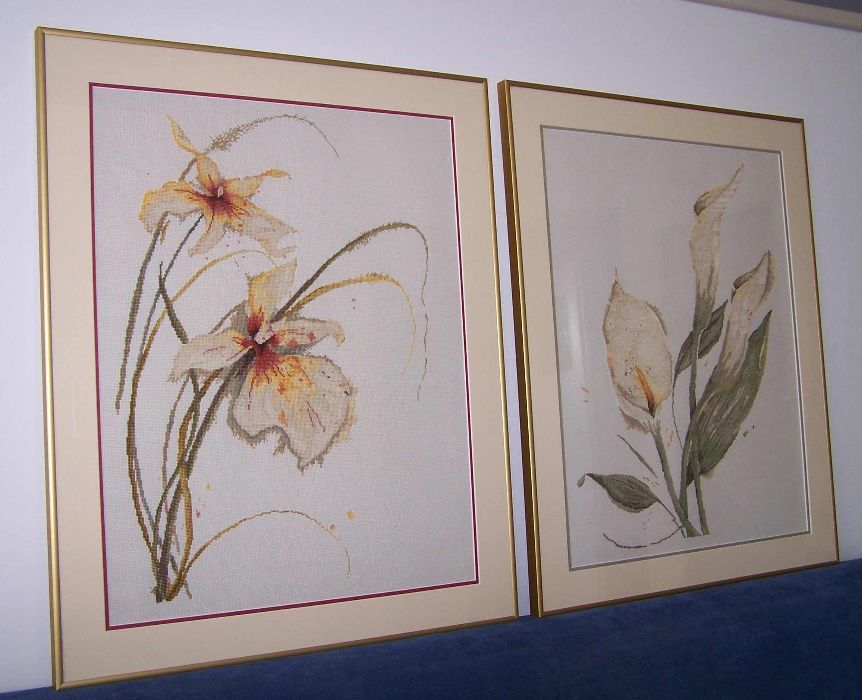 Obraz haft krzyżykowy kwiaty kalie orchidea