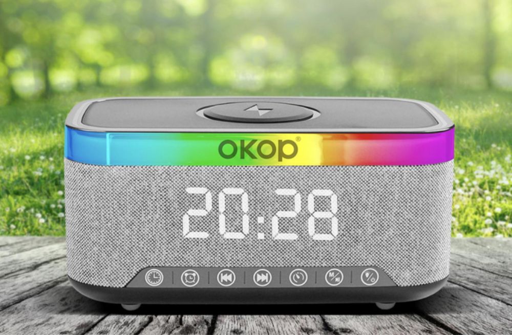 Годинник електронний настільний OKOP з бездротовою зарядкою 15W 6 в 1