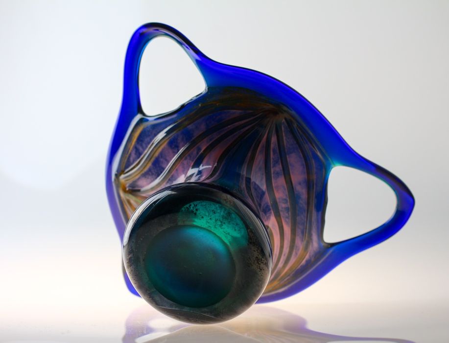 Szkło kolorowe rzadkość / wazon ażurowy artystyczny