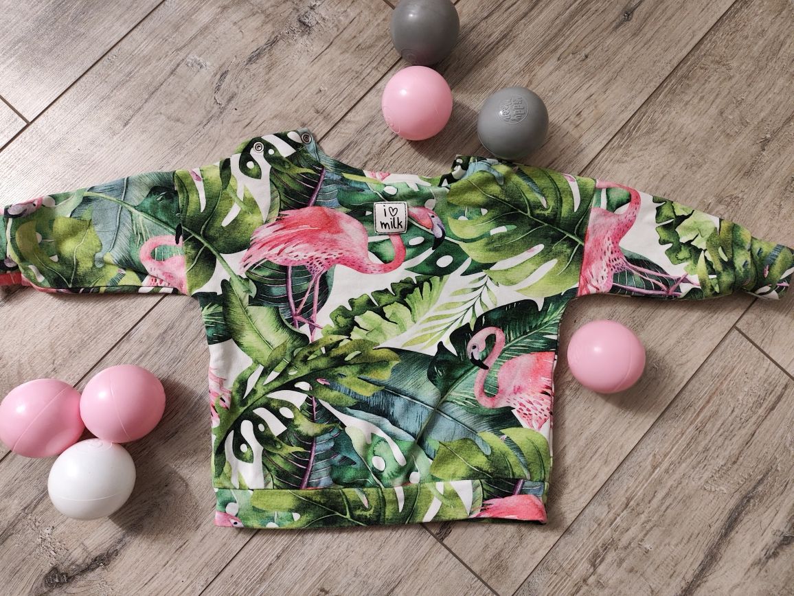 Bluza I love milk 74/80 flamingi monstery