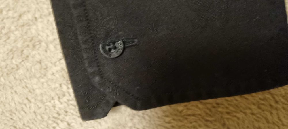 Koszula męska, M, Ferruzi czarna z tłoczeniem w kwiaty