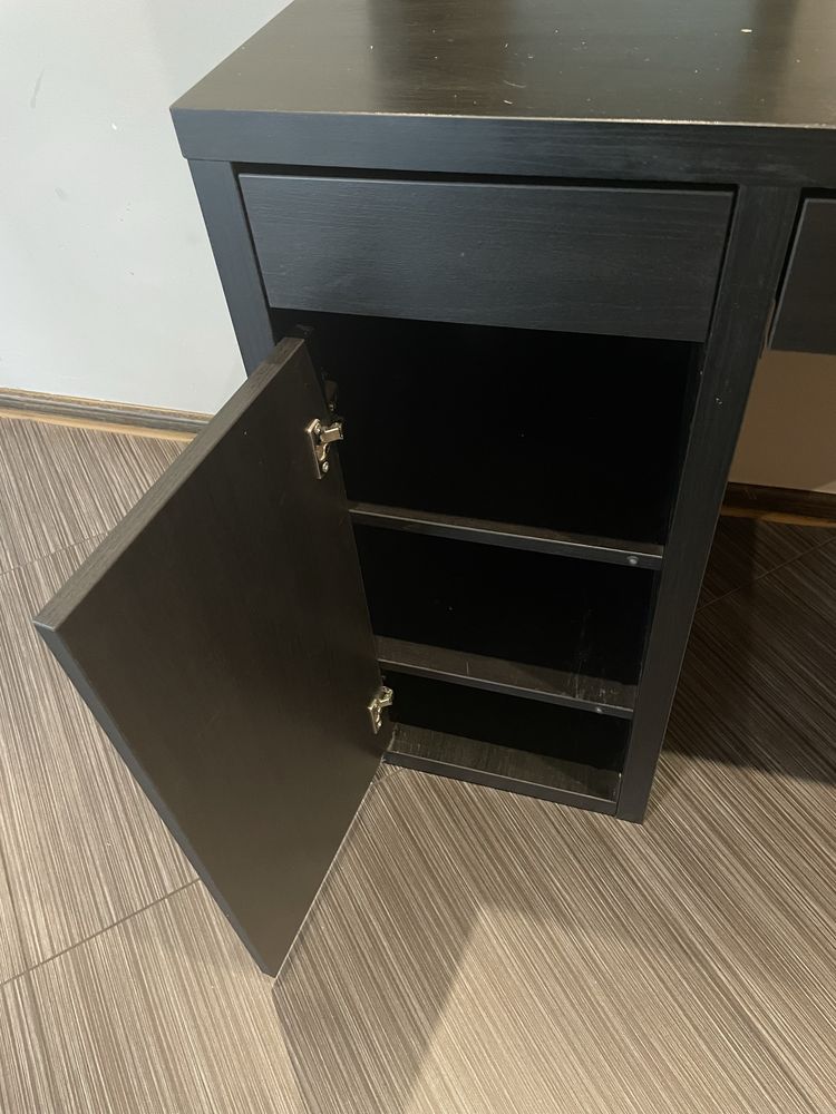 Ikea Mick biurko + nadstawka na biurko czarnobrązowe