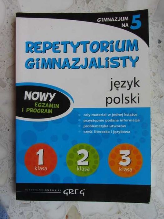 GREG - Repetytorium Gimnazjalisty JĘZYK POLSKI + gratis lektura