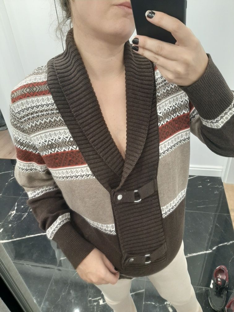 Sweter brązowy brown sweater zimowy ciepły bawełna cotton świąteczny c