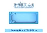 POLBAS basen 6,20 x 3,75 x 1,50 komplet poliestrowy do wkopania
