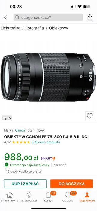 Nowy obiektyw Canon EF 75-300 f 4-5.6 III DC