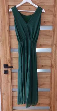 Długa suknia sukienka midi butelkowa zieleń S M L