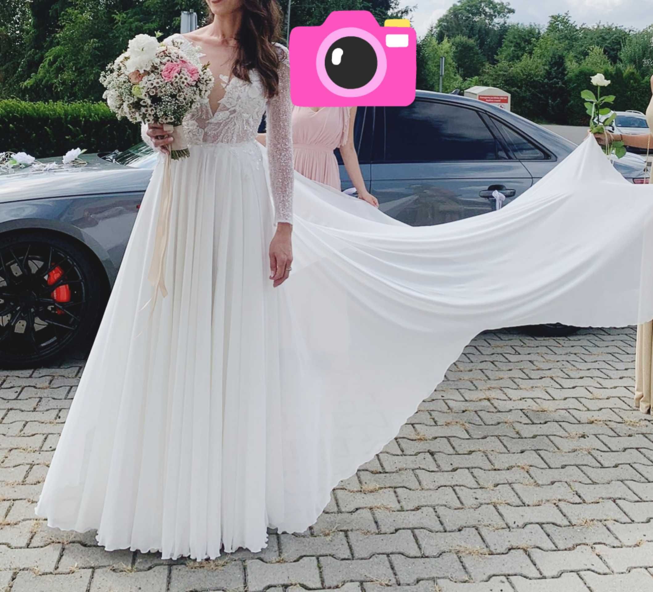 Sukienka ślubna biała zjawiskowa z salonu Joanna