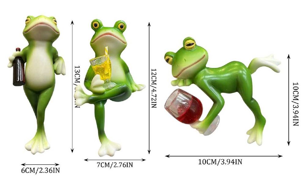 Figurki żabek żywicznych 3 różne rodzaje.