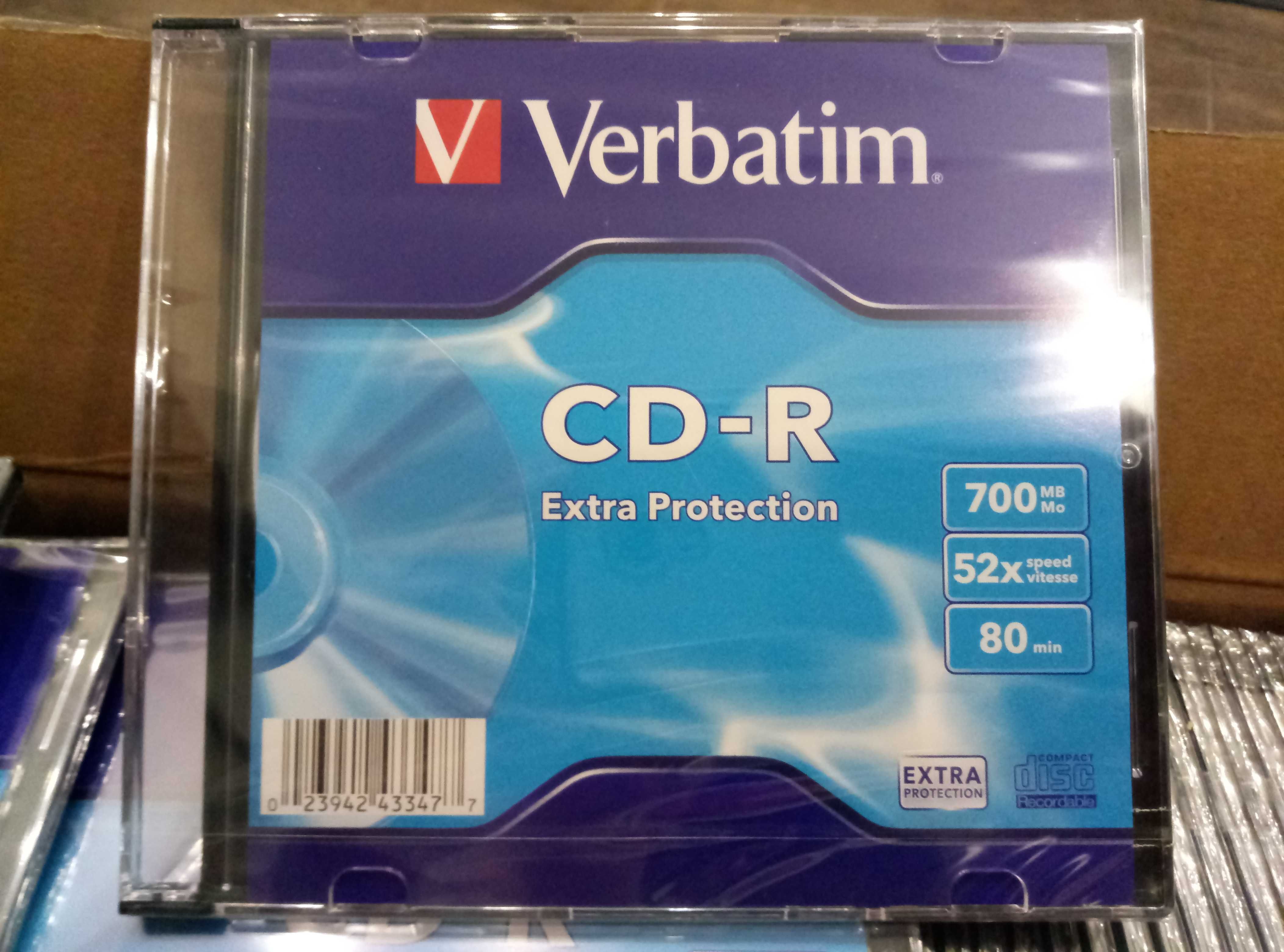 Диски тонкий CD-бокс Verbatim CD-R Extra Protection 700MB новые,