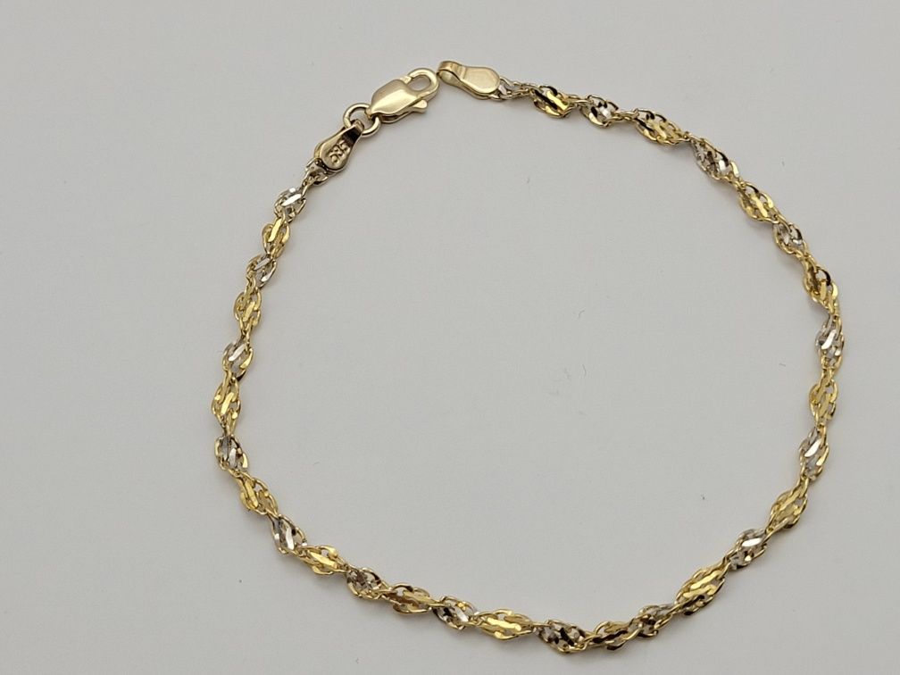 Nowa Złota bransoletka złoto próby 585, Singapur 18 cm