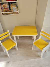 Stolik drewniany + dwa krzesła