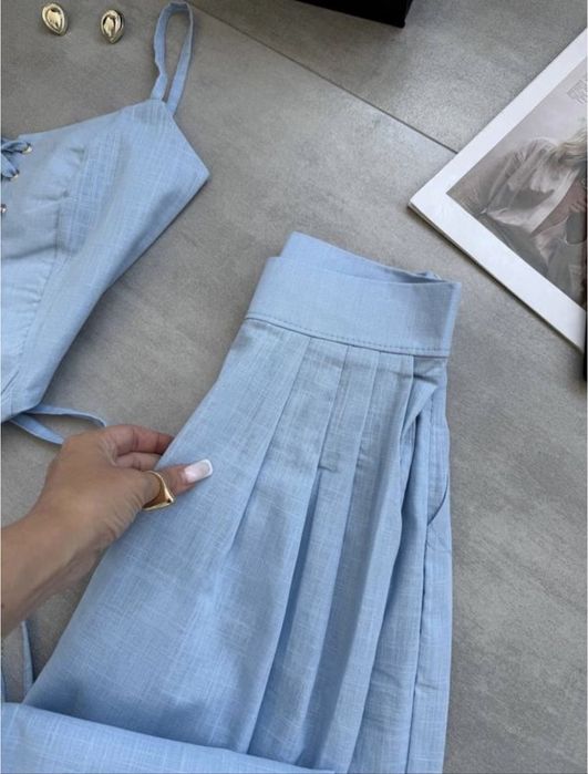 Жіночий льняний брючний костюм білого кольору, s-m, новий!