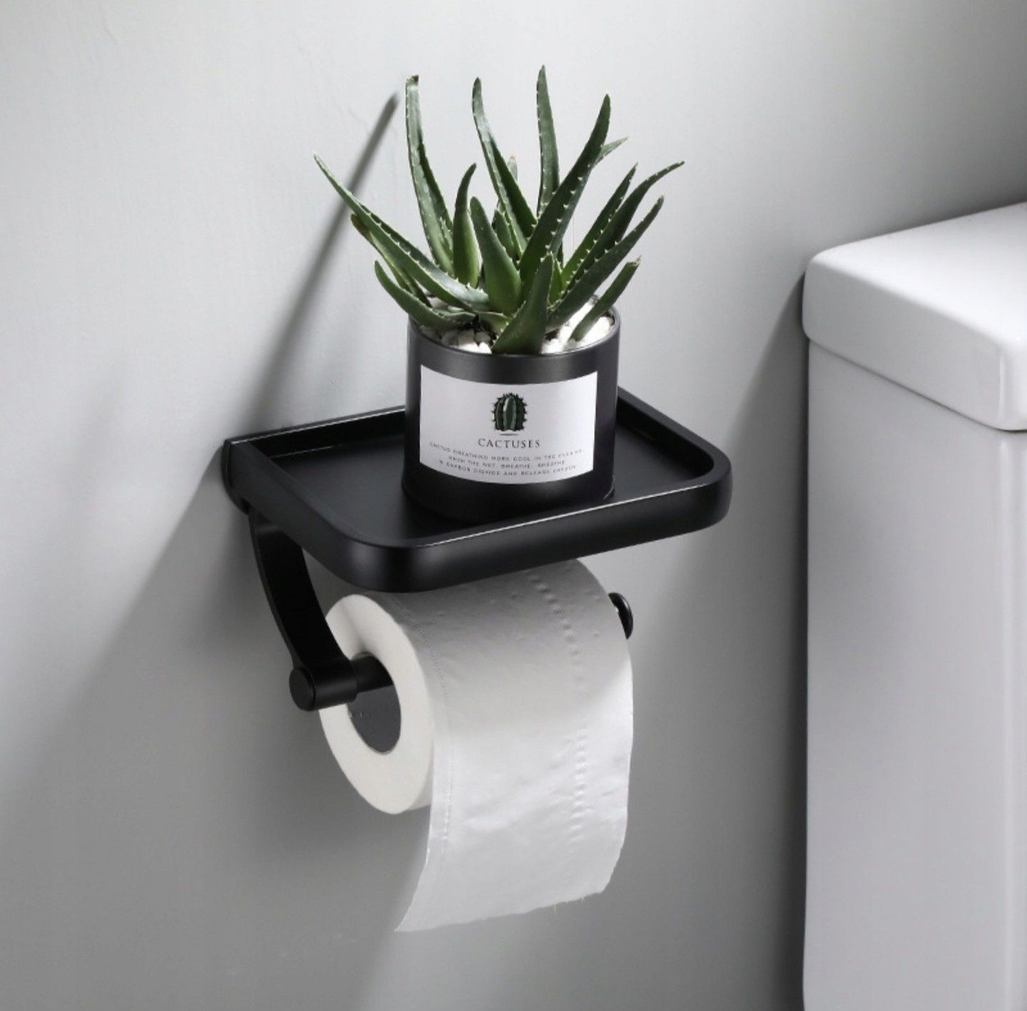 Uchwyt na papier toaletowy z półką LOFT WC czarny