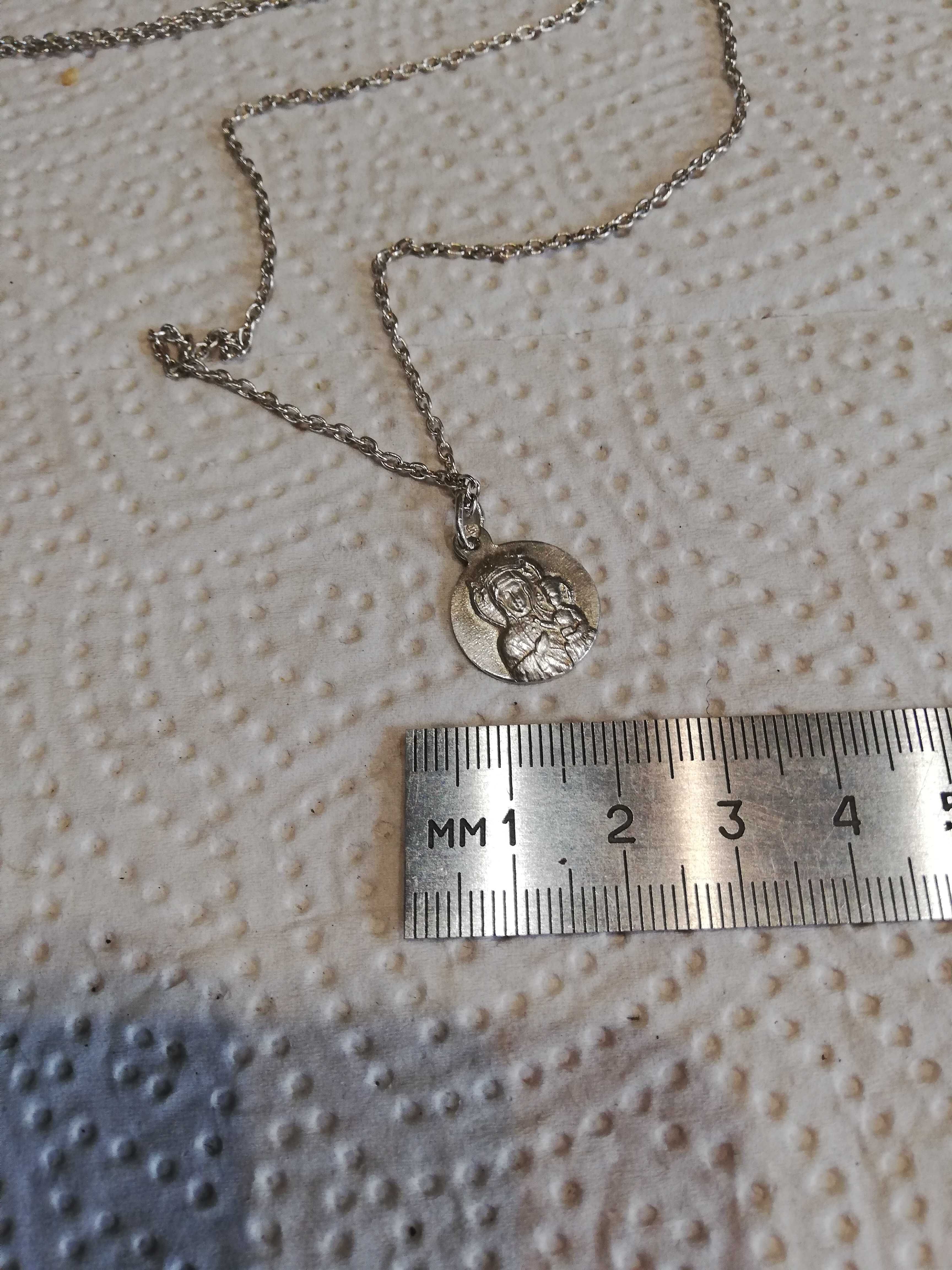 Medli srebrny łańcuszkiem 60 cm Matka Boska VINTAGE