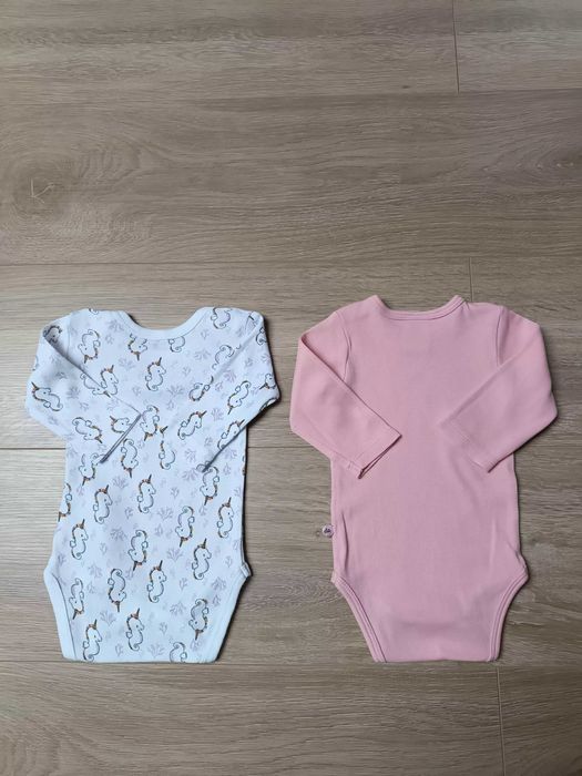 Body długi rękaw x2 biały jednorożce różowy łabędź 'Name it' 56