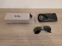Okulary przeciwsłoneczne oryginalne, czarne Aviator firmy RayBan