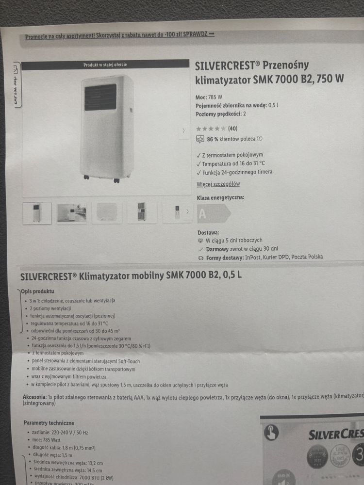 Klimatyzator przenośny lidl