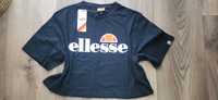 ellesse krótki t-shirt crop top koszulka czarna na siłownię bawełna XL