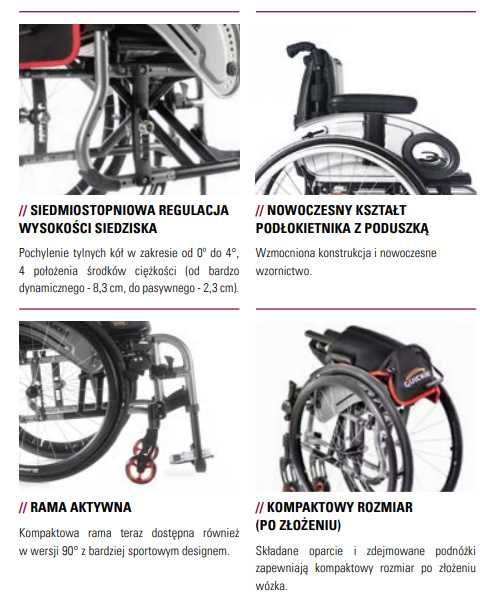 Wózek ręczny inwalidzki lekki aktywny sunrise Quickie LIFE, NFZ, PCPR.