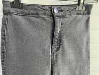 Jeansy grafitowe Sinsay skinny high waist, rozm. 34 dziury