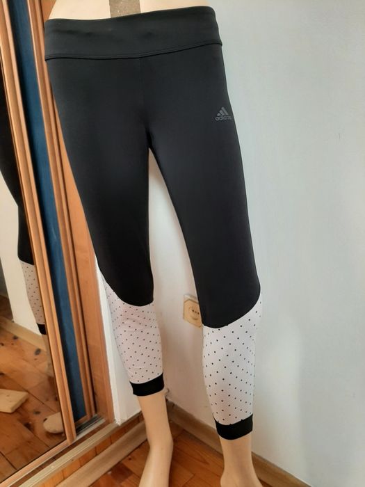 Leginsy Adidas Climacool 3/4 długość czarne wstawki białe