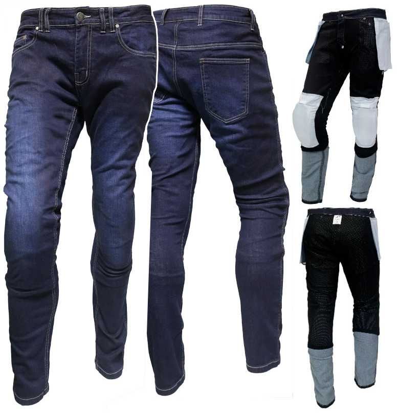 Calças Jeans motard azuis com proteção Kevlar Tamanho M slim elásticas