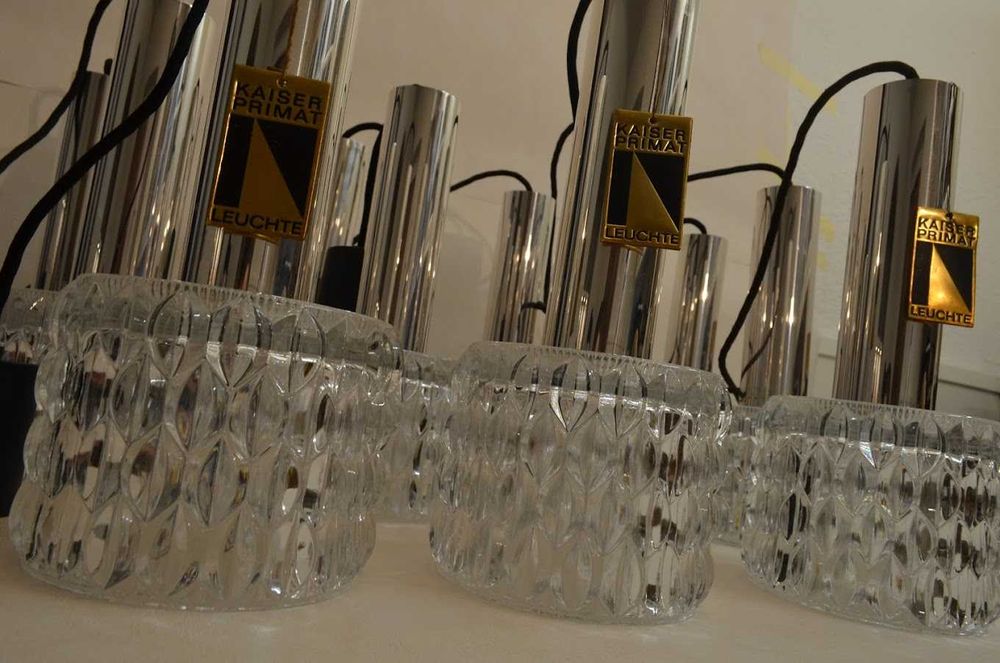 11x Vintage 60's 70's glass Lamp Kaiser Primat Leuchten
