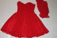 Czerwona, rozkloszowana sukienka S 36 CARINA - studniówka
