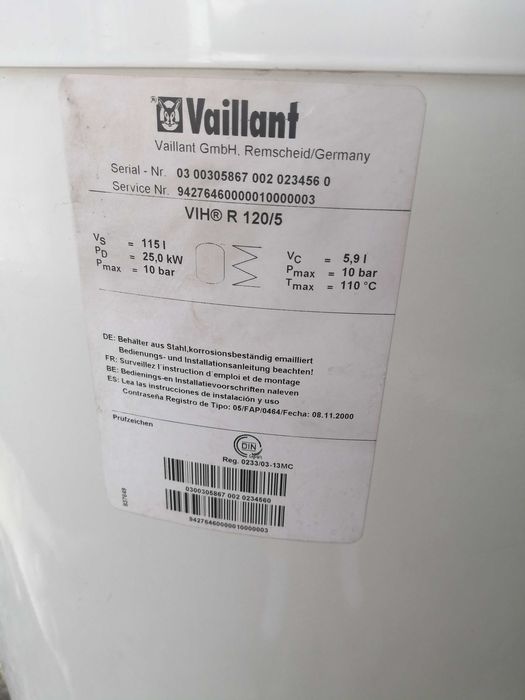 zasobnik, zbiornik Vaillant VIH R120, 120 lit. sprawny Warszawa Wawer