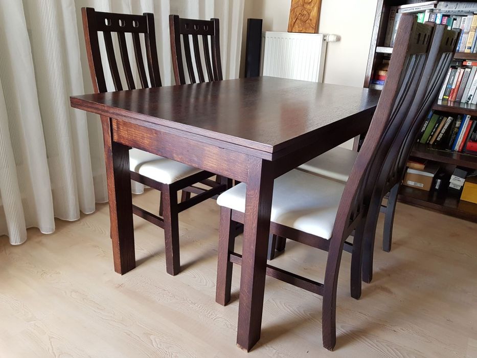 Zestaw stół drewniany rozkładany+4 krzesła