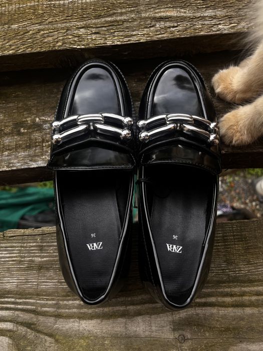 Лофери Zara чорні весняні з екошкіри