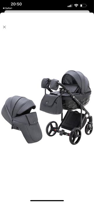 коляска  2 в 1 adamex chantal сірого коляру