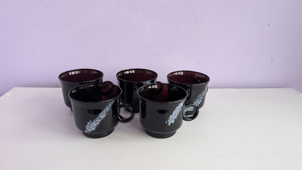 Ціна за 5 шт. Склянні чорні чашки для чаю чи кави