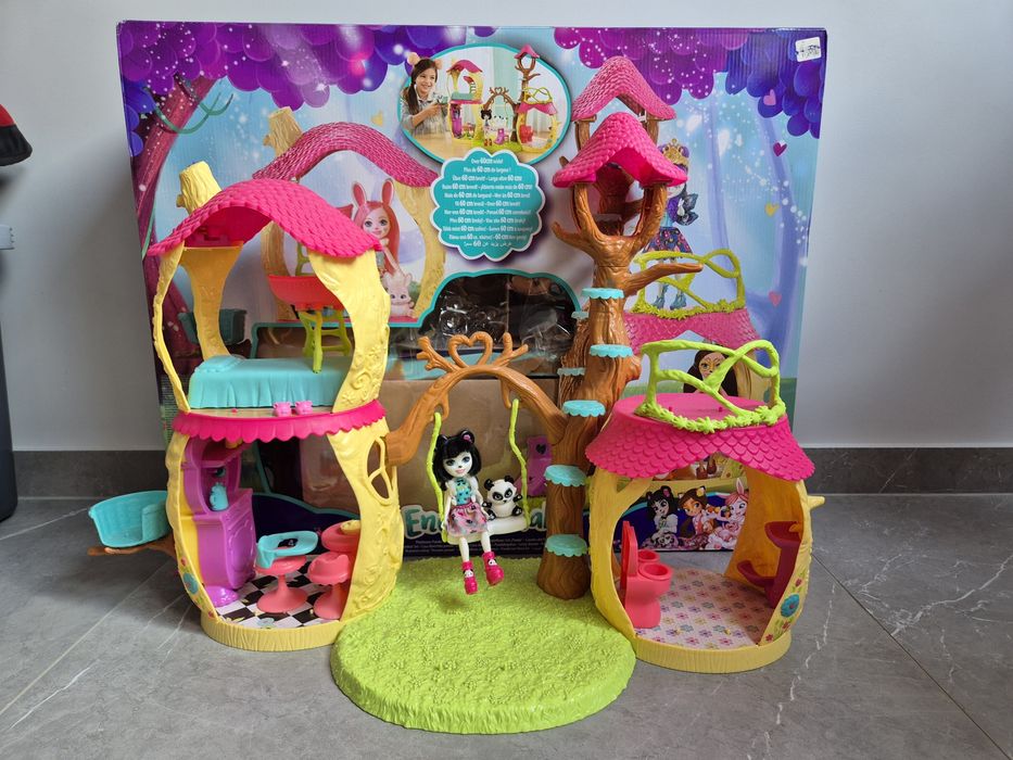 Duzy DOMEK ENCHANTIMALS Lalka+ Zwierzątko+Dodatki
