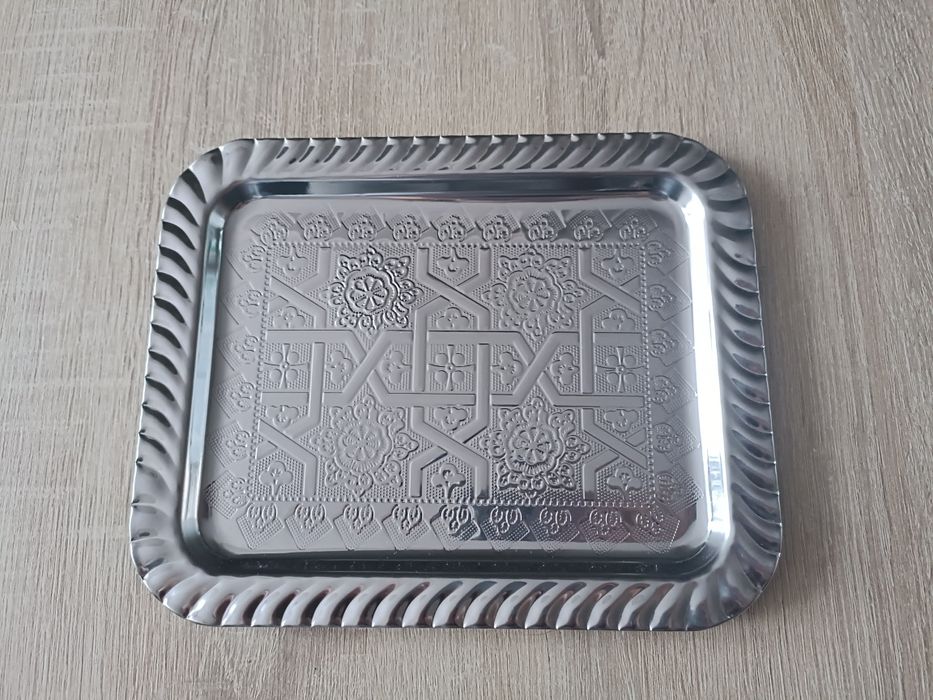 Taca Dekoracyjna srebrna Mała 22x18 Zdobiona Home Accents Glamour