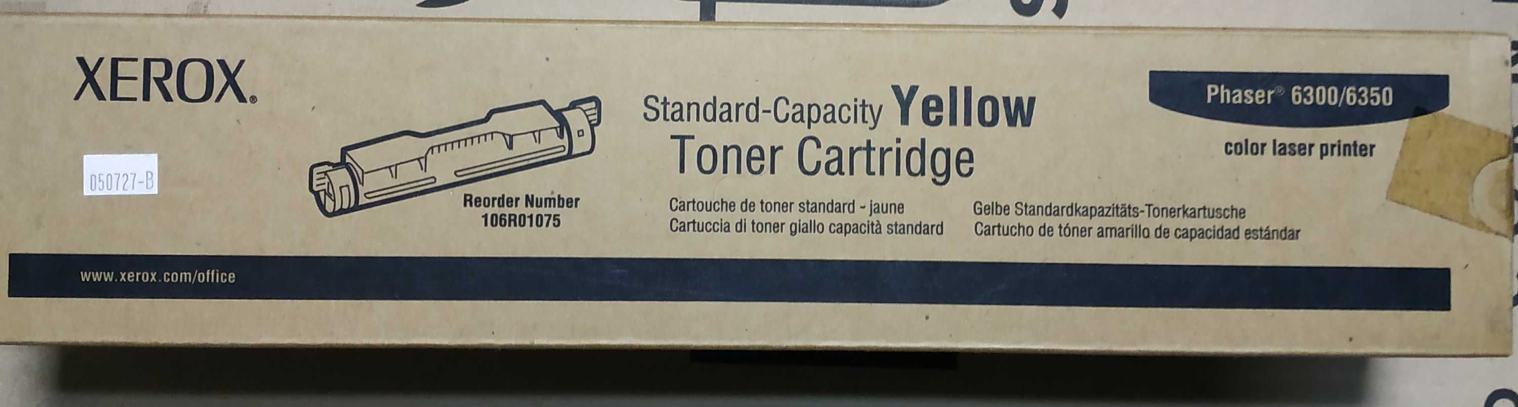 Тонер картридж Xerox phaser 6300/6350 Yellow (106R01075), оригинал