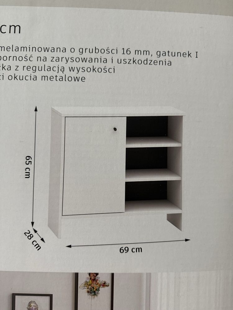 Nowa szafka z polkami biala 65x69x28 meblomaster