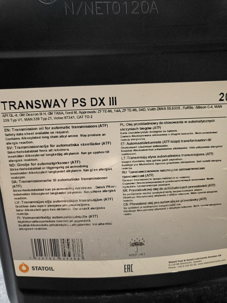 Olej Statoil Transway PS DX III (20L) - Lublin