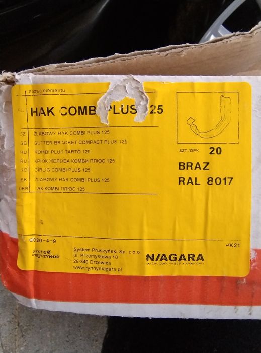 Złączk 14szt.i i haki rynnowe 24szt. 125 mm.  Niagara  tanio sprzedam