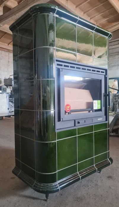 Piec kaflowy wolnostojący ROMA 13kW zielony - NOWY