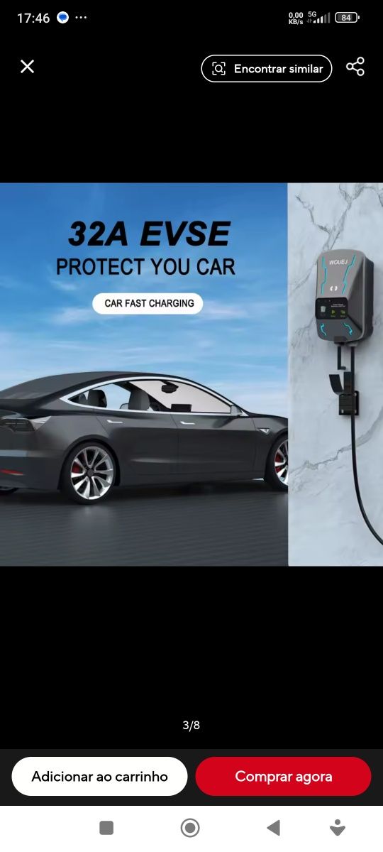 Carregador Wallbox 22kw trifásico /7kw 6m app+Wifi