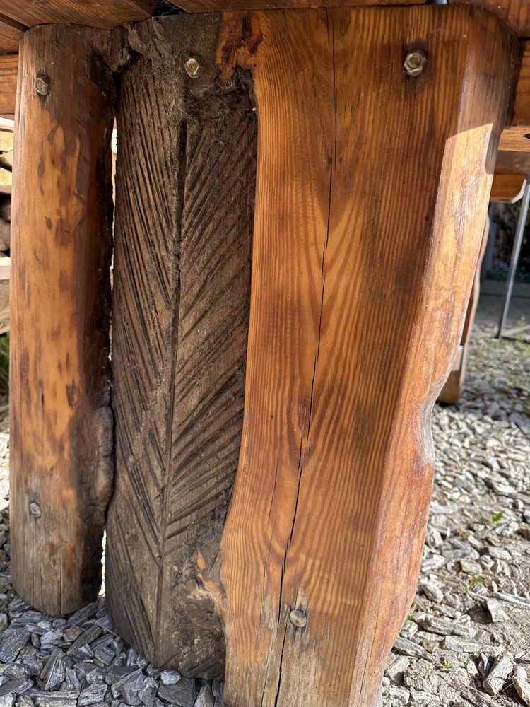 Komplet mebli ogrodowych 3 ławy + stół drewniany