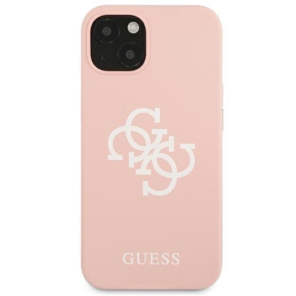 Guess Etui iPhone 13 Mini 5,4" Różowe Silicone 4G Logo