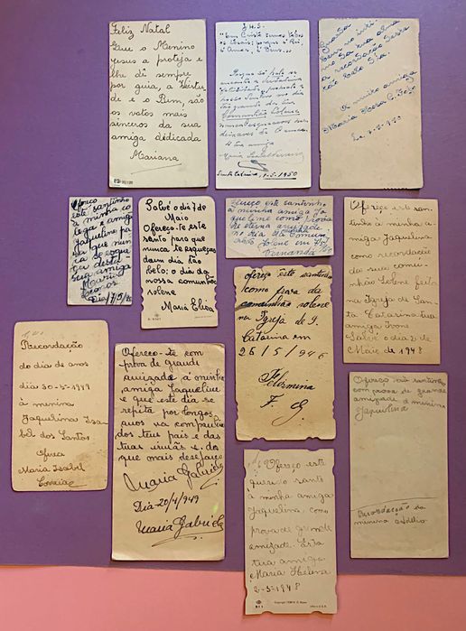 COLEÇÃO DE 49 PAGELAS RELIGIOSAS anos 47/48/49 com dedicatórias