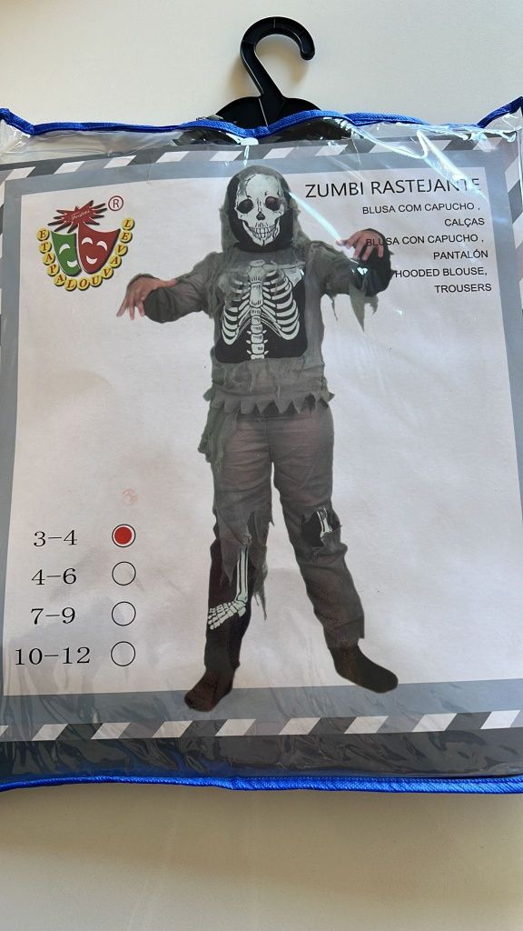Fantasia de esqueleto Carnaval, Halloween ,criança dos 4 aos 6 an
