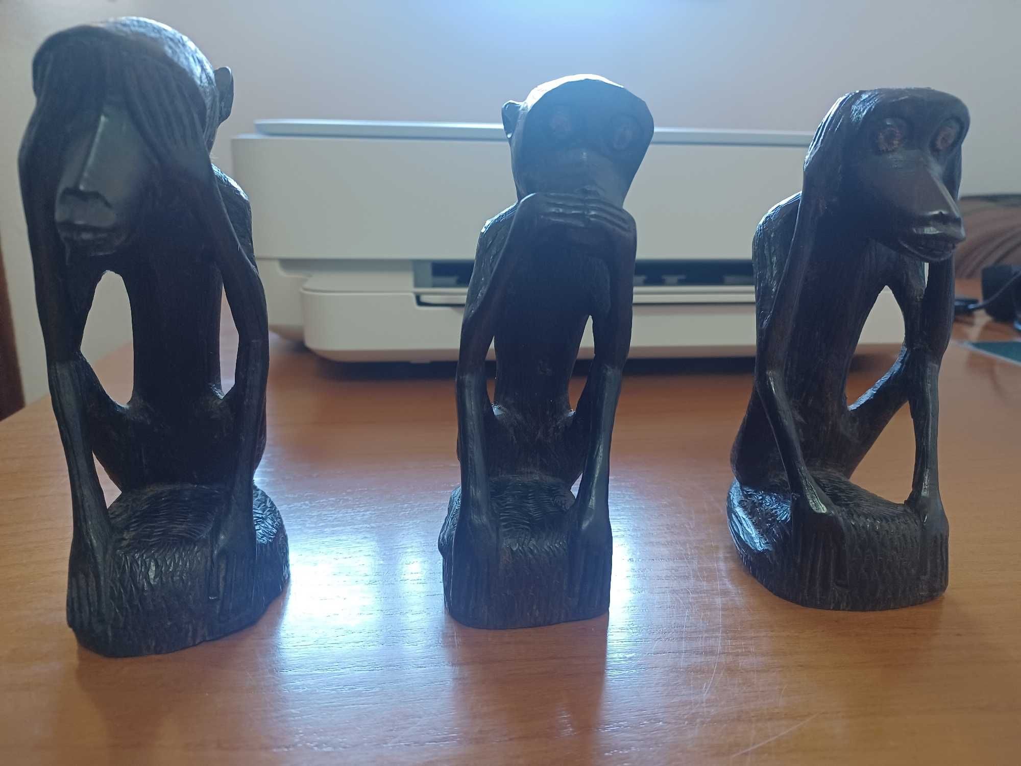 Estatuetas africanas «macacos sábios» em pau-preto