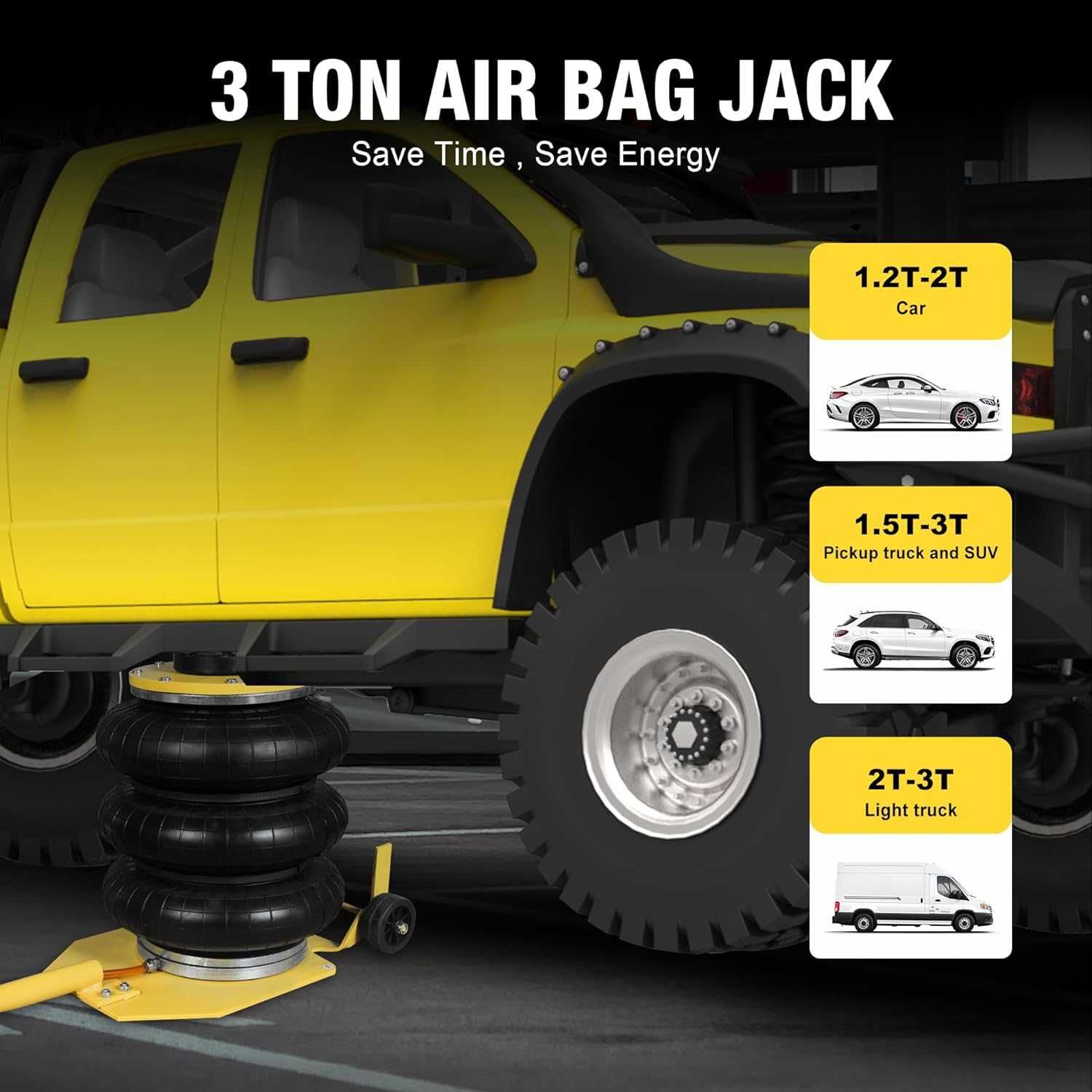 Пневматичний домкрат 3,5 тонни 400 мм підкатний YELLOW JACKET