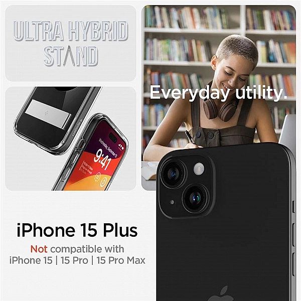 Etui Spigen Ultra Hybrid S MagSafe z podstawką do iPhone 15 Plus - cza
